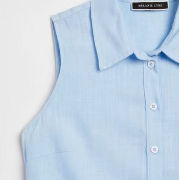 MELANIE LYNE: Tie Front Button Down Shirt - indigo blue - Picture 7 of 10